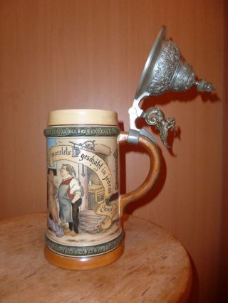 Gründerzeit Studentika Bierkrug Maßkrug 1ltr.  Hauber&reuther Freising 1890 Bild