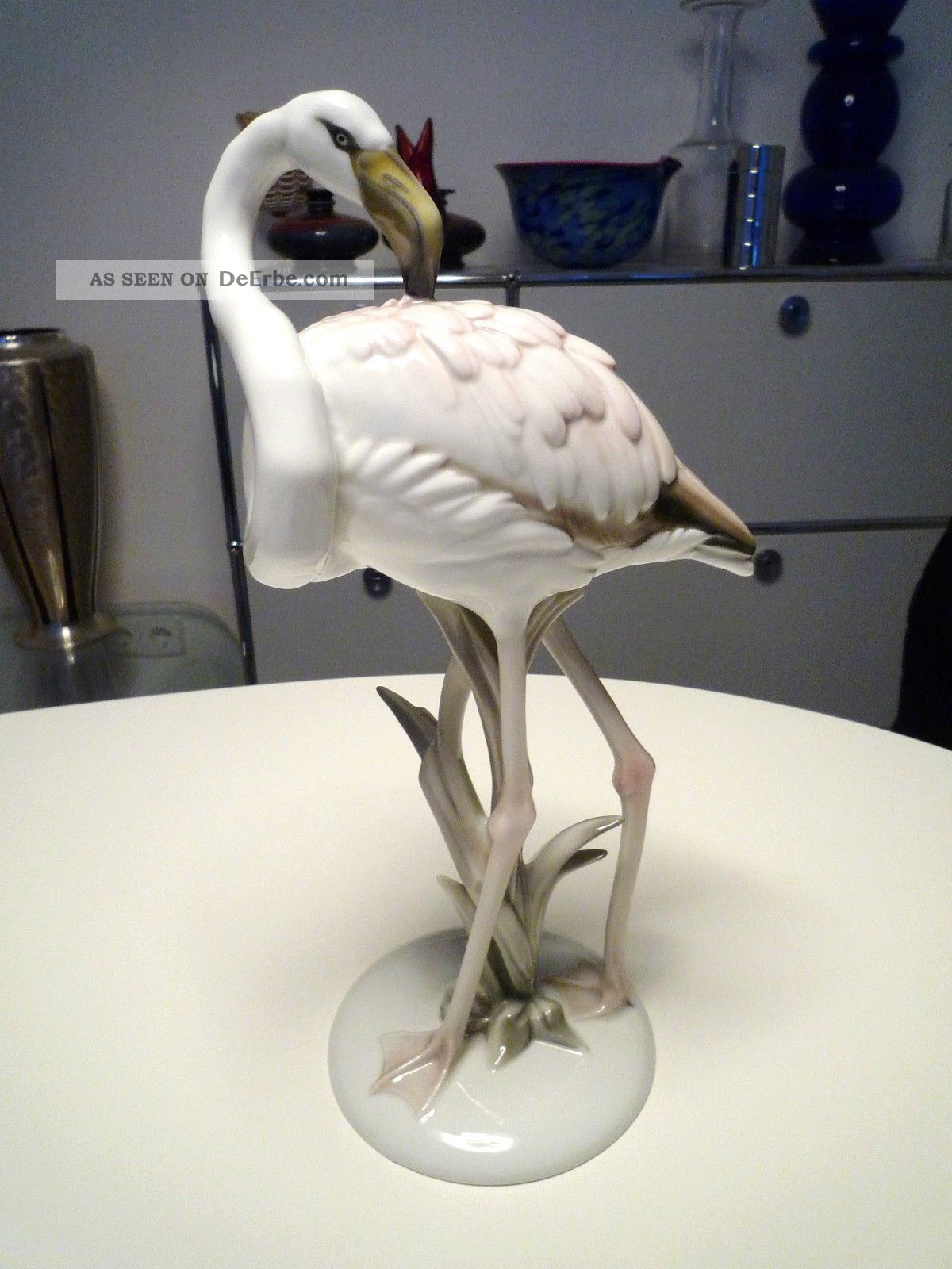 Rosenthal Flamingo Porzellan Figur G.  Oppel - Vogel Figurine Art Déco 1930 Er Nach Marke & Herkunft Bild