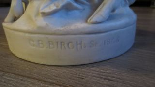 C.  B.  Birch Parian Ware Figure Group 1866 Nymphe Mit Reh Bild