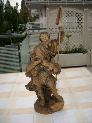 Holzfigur - Heiligenfigur - Heiliger Isidor - - Geschnitzt - Südtirol - 35cm Bild
