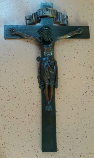 Antikes Handgeschnitztes Holzkreuz/jesus Um 1900 Angefertigt RaritÄt Bild