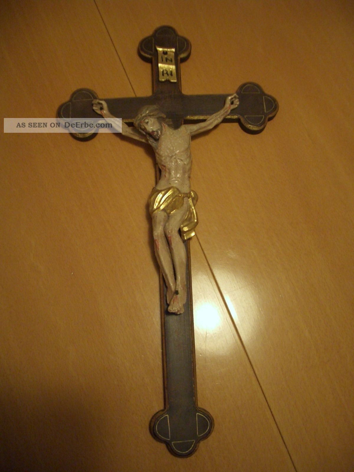 Altes Kreuz,  Kruzifix,  Schöner Corpus Christi,  Gefasst,  Dreinagel - Typus,  Fein Skulpturen & Kruzifixe Bild