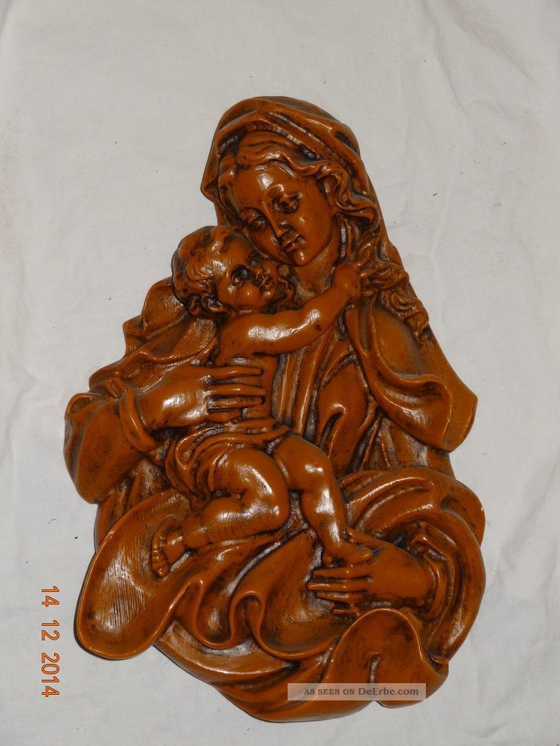 Maria/ Madonna Mit Kind Entstanden Um 1860 Jahr.  Aus Wachs Selten Religiös Skulpturen & Kruzifixe Bild