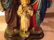 Antike Sehr Alte Heilige Familie Madonna Jesus Und Josef Krippenfigur 1800jrh. Krippen & Krippenfiguren Bild 9