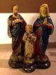 Antike Sehr Alte Heilige Familie Madonna Jesus Und Josef Krippenfigur 1800jrh. Krippen & Krippenfiguren Bild 1