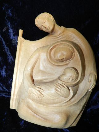 Krippe Heilige Familie Top 25cm Oberammergau? Blockkrippe Figur Holz Geschnitzt Bild