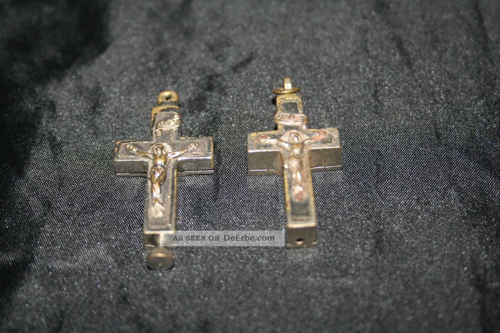 2 Antike Rosenkranz Kreuze Goldfüllung ? Sehr Selten Skulpturen & Kruzifixe Bild