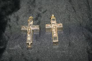 2 Antike Rosenkranz Kreuze Goldfüllung ? Sehr Selten Bild