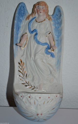 WunderschÖner Weihwasserkessel Engel Aus Porzellan Bisquitporzellan Um 1900 Bild