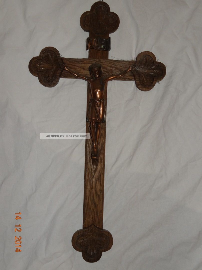 Kruzifix (kreuz) Mit Jesus Um 1915jahr Entstanden.  Sehr Massiv Und Groß Skulpturen & Kruzifixe Bild