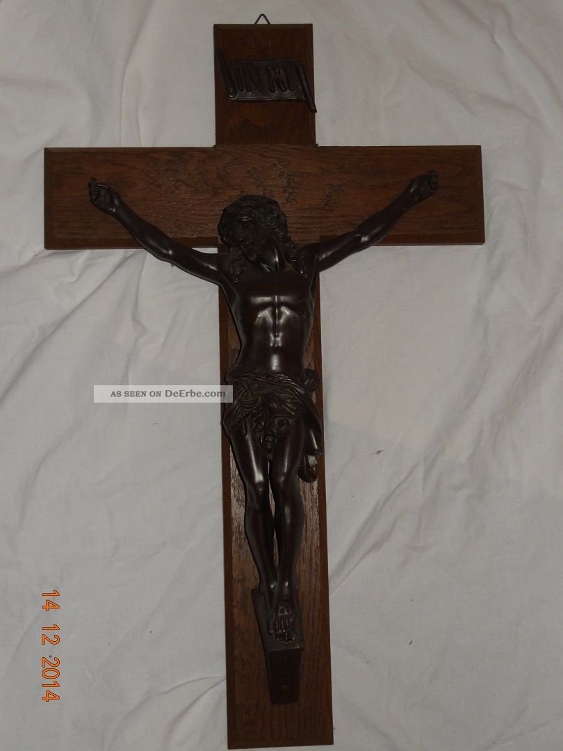 Kruzifix (kreuz) Mit Jesus Um 1930jahr Entstanden.  Sehr Massiv Und Groß Skulpturen & Kruzifixe Bild