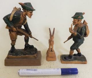 Jägerfiguren - 2 Antike Kunststofffiguren & 1gams - Witzige Gestalten Aus Bayern Bild