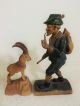 Jägerfiguren - 2 Antike Kunststofffiguren & 1gams - Witzige Gestalten Aus Bayern Volkskunst Bild 2