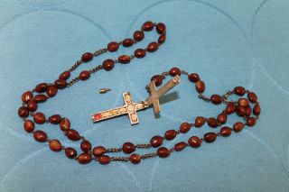 Alter Rosenkranz Kreuz Zum Öffnen Mit Eingelege Klosterarbeit Um 1930 Bild