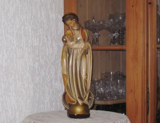 Prachtvoll Bemalte Madonna Mondsichel Madonna Mutter Gottes Jesusind 1920 Top Bild