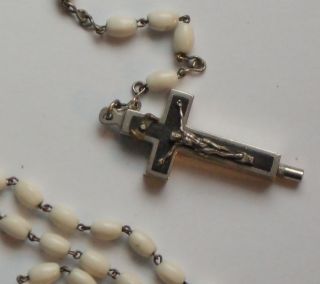 Antiker Rosenkranz,  Kette Mit Aufklappbarem,  Verschraubbarem Kreuz Mit Einlagen Bild