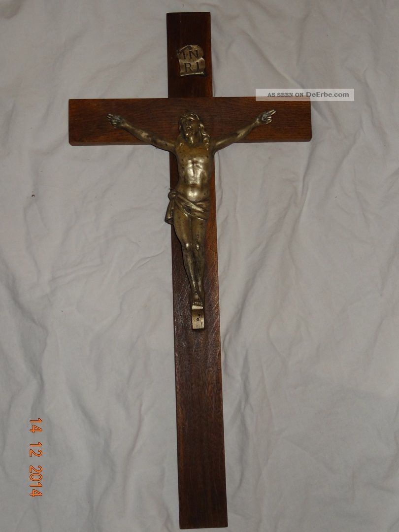 Kruzifix (kreuz) Mit Jesus Um 1920jahr Entstanden.  Sehr Massiv Und Groß Skulpturen & Kruzifixe Bild