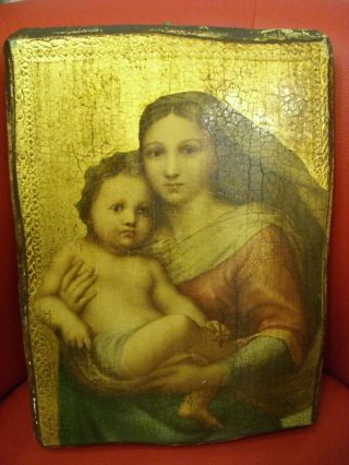Ikone Druckbild Aufgezogen Auf Holz Maria Muttergottes Mit Kind Bild