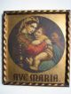 Antikes Heiligenbildnis,  Öl Auf Blechplatte,  Mutter Gottes M.  Kind,  19.  Jahrhundert Originale der Zeit Bild 1