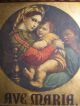 Antikes Heiligenbildnis,  Öl Auf Blechplatte,  Mutter Gottes M.  Kind,  19.  Jahrhundert Originale der Zeit Bild 2
