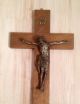 Geweihtes Kreuz Kruzifix Holz,  Korpus Metall Silber ? Jesus 51x23cm Weihnachten Skulpturen & Kruzifixe Bild 1