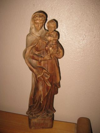Handgeschnitzt Muttergottes Mit Jesuskind Madonna Bild