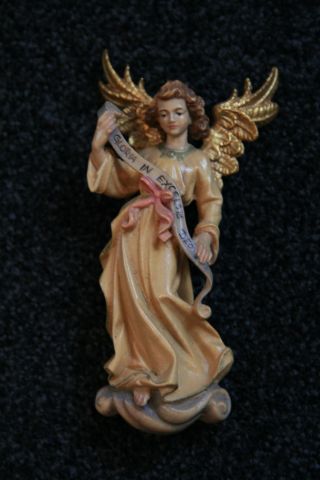 Engel Mit Aufhängeöse Holz Handbemalt Vergoldet Weihnachten Krippe Bild