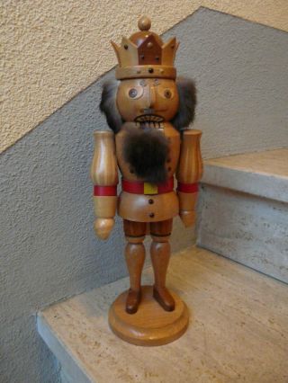Alter Holz Nussknacker Figur König Weihnachten Erzgebirge 60er Jahre Nuß Knacker Bild