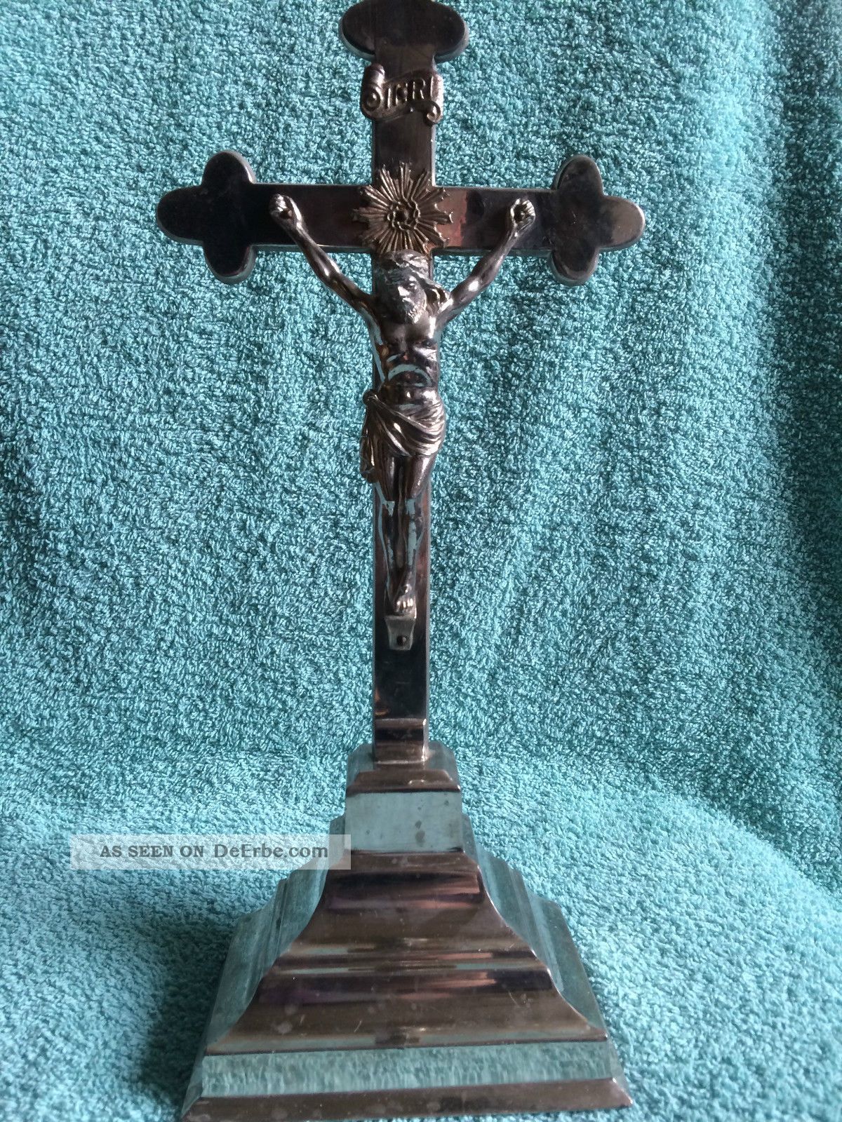 Jesus Christus Gott Kruzifix Mit Prägestempel Altar Silber? Aus Erbschaft Skulpturen & Kruzifixe Bild