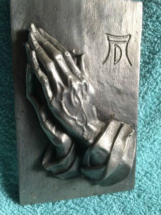 Jesus Christus Betende Hand Kirche Zinn Relief Alt Rar.  Aus Erbschaft Bild