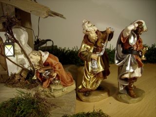 3 Heilige Könige Holz Krippenfigur Geschnitzt M.  Zertifikat Holzfigur Schnitzerei Bild