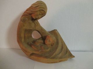 Maria Mit Kind Schöne Moderne Holzfigur Handgeschnitzt Jesuskind Signiert F R? Bild