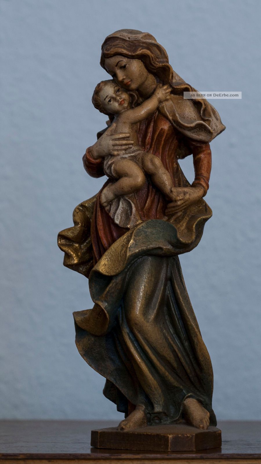 Madonna Mit Kind,  Holz,  Handarbeit,  19,  5 Cm Skulpturen & Kruzifixe Bild