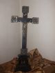 Antique German Standing Cross Crucifix Jesus Christ Silvered Spelter Circa 1900 Skulpturen & Kruzifixe Bild 5
