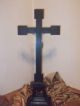 Antique German Standing Cross Crucifix Jesus Christ Silvered Spelter Circa 1900 Skulpturen & Kruzifixe Bild 6
