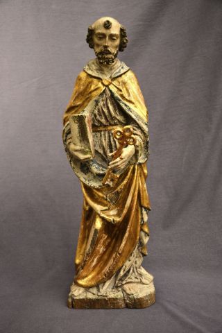 Heiligenfigur St.  Petrus,  Holz Vergoldet,  Claus Moroder,  Zertifikat Bild