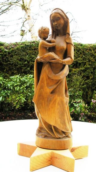 Alte Handgeschnitzte Madonna Mit Kind - Südtirol - Ca.  50cm Bild