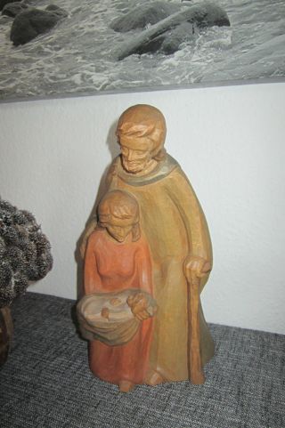 Geschnitzte Figur Skulptur Die Heilige Familie Bild