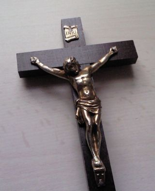 Einfaches Tischkreuz Mit Korpus Jesus & Inri Schild - Holzkreuz Standkreuz Kreuz Bild