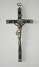 Antik Jesus Kreuz Kettenanhänger Anhänger Kruzifix 15 Cm.  Metall Schwarz Silber Skulpturen & Kruzifixe Bild 1