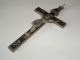 Antik Jesus Kreuz Kettenanhänger Anhänger Kruzifix 15 Cm.  Metall Schwarz Silber Skulpturen & Kruzifixe Bild 3