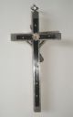 Antik Jesus Kreuz Kettenanhänger Anhänger Kruzifix 15 Cm.  Metall Schwarz Silber Skulpturen & Kruzifixe Bild 4