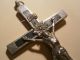 Antik Jesus Kreuz Kettenanhänger Anhänger Kruzifix 15 Cm.  Metall Schwarz Silber Skulpturen & Kruzifixe Bild 6