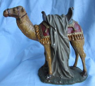 Sehr Altes Großes Kamel,  Große Heilige Drei Könige - Alte Gips Krippenfiguren Bild
