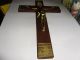Altes Holzkreuz Inri Jesus Christus Holz & Messing Von 1955 Skulpturen & Kruzifixe Bild 1