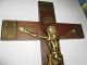 Altes Holzkreuz Inri Jesus Christus Holz & Messing Von 1955 Skulpturen & Kruzifixe Bild 2
