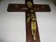 Altes Holzkreuz Inri Jesus Christus Holz & Messing Von 1955 Skulpturen & Kruzifixe Bild 4