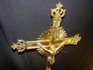 Kruzifix Standkreuz Jesus Christus Kreuz Inri Messing 75cm Hoch Mit Engel Maria Bild