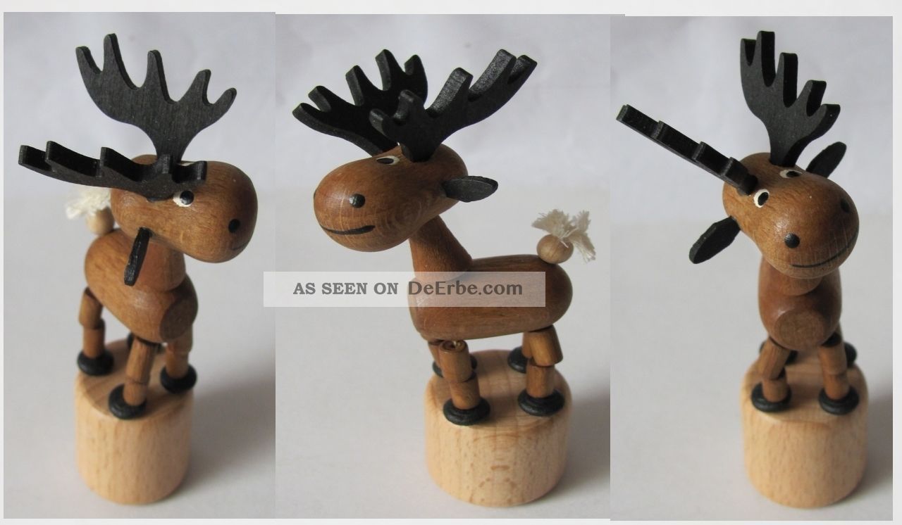 Elch Waldtier Drücktier Drückfigur Wackeltier Tierfigur Echt Erzgebirge Seiffen Objekte nach 1945 Bild