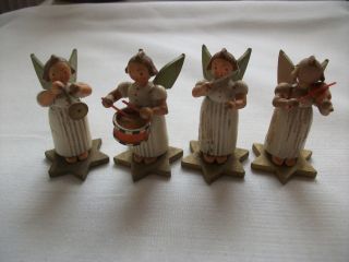 4 Alte Kleine Engel Figuren 6 Cm,  Aufschrift: Entwurf Ges - Gesch,  Erzgebirge ? Bild
